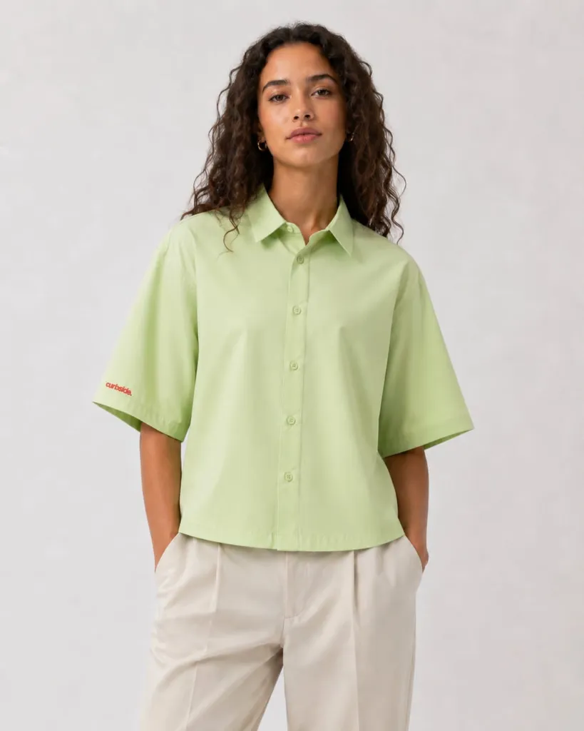 Mint Green Signature Button Up Female Front.webp